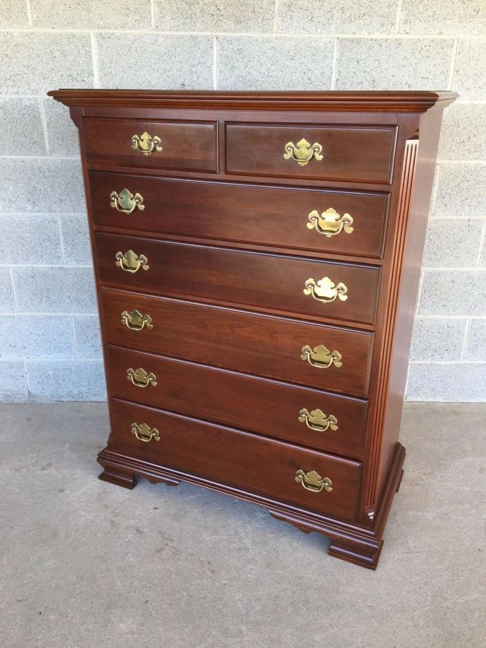 NORMAN DUCKLOE 7 DRAWER SOLID CHERRY CHIPPENDALE STYLE HIGH CHEST OF DRAWERS