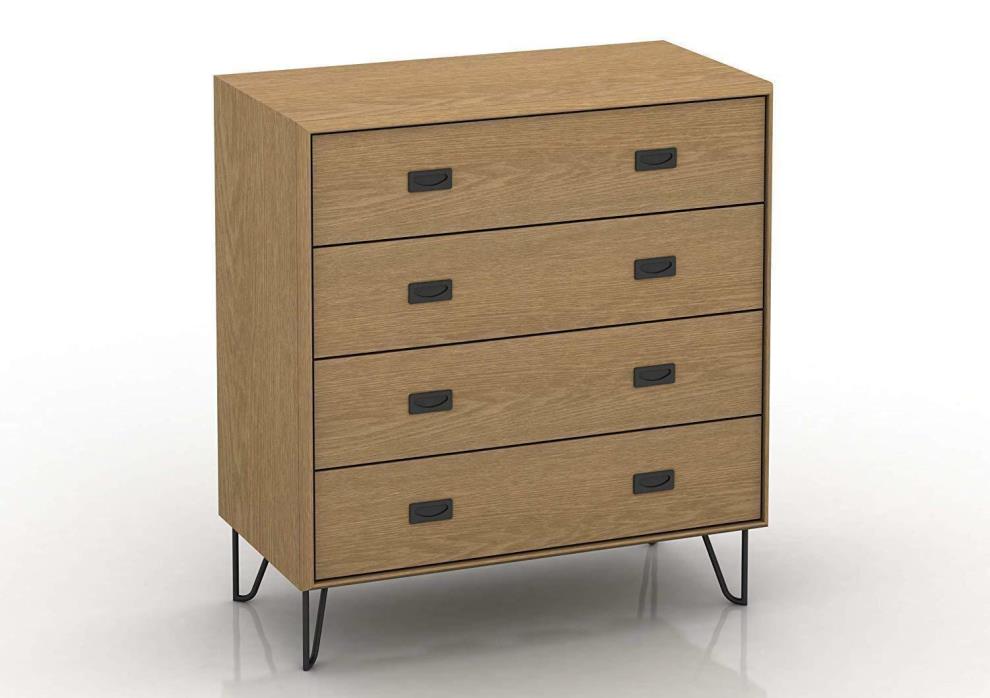 New TMS OAK Asela Mid Century Modern 4-Drawer Tall Bedroom Chest Dresser,