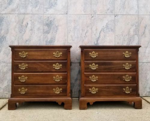 PAIR Vintage Statton Trutype Americana Chippendale 4 Drawer Bachelor Chests