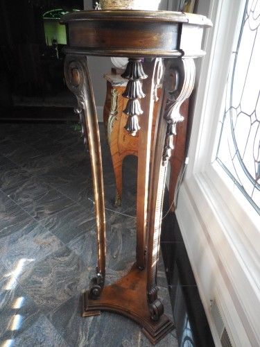 Antique Carved Wood Plant Stand