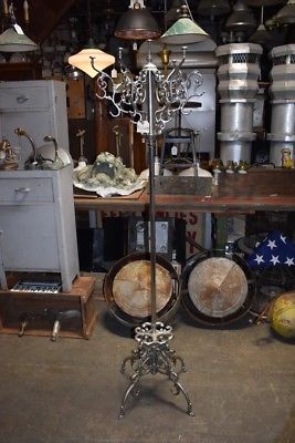 Large Nickel Plated Cast Iron Barber Shop Hat Coat Umbrella Stand Rack Griffins