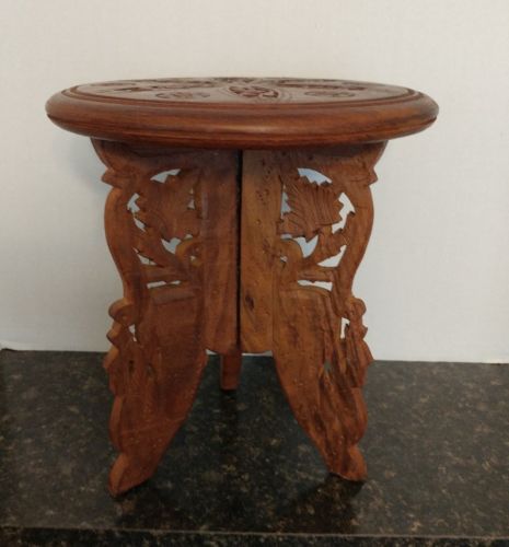 Vintage India Carved Sheesham Wood Stand Height 9 3/4 