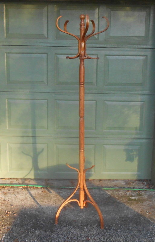 Vintage Wood Swivel Top Coat & Hat Rack Hall Tree Stand