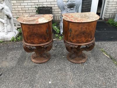BEAUTIFUL RARE SPECIMEN MARBLE ITALIAN ANTIQUE INLAID NIGHT STANDS - 12 IT042
