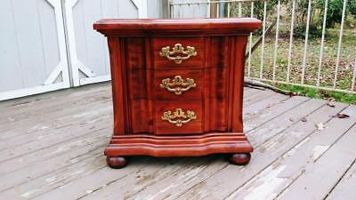 Vintage Vaughan Bassett Solid Pine 3 Drawer Nightstand Accent Chest Brass Pulls