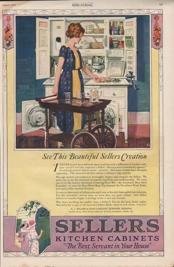 1920 SELLERS KITCHEN CABINETS FURNITURE ELWOOD HOME AD7231