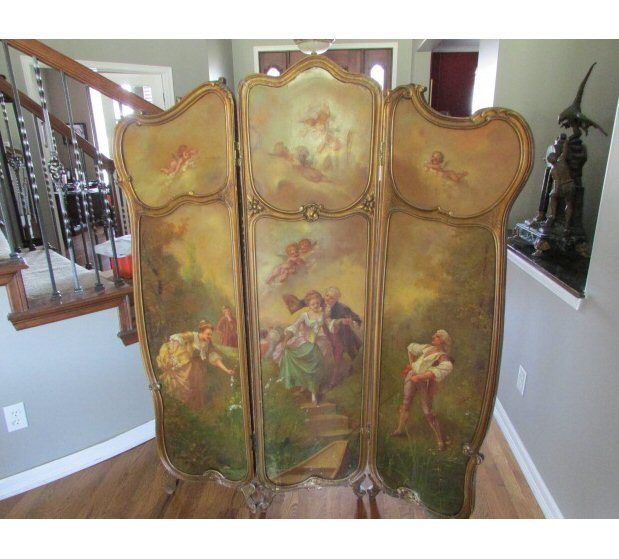 SIGNED ANTIQUE FRENCH LOUIS XV FRENCH DRESSING SCREEN ROOM DIVIDER