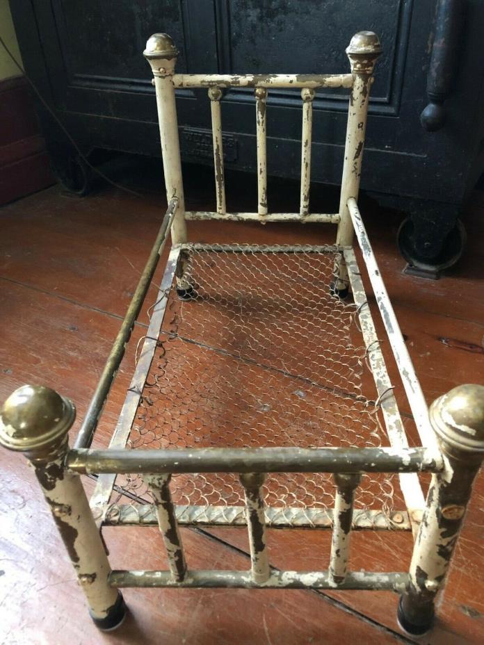 Antique Bed for a Doll. Solid Brass. 1890's Period. RARE