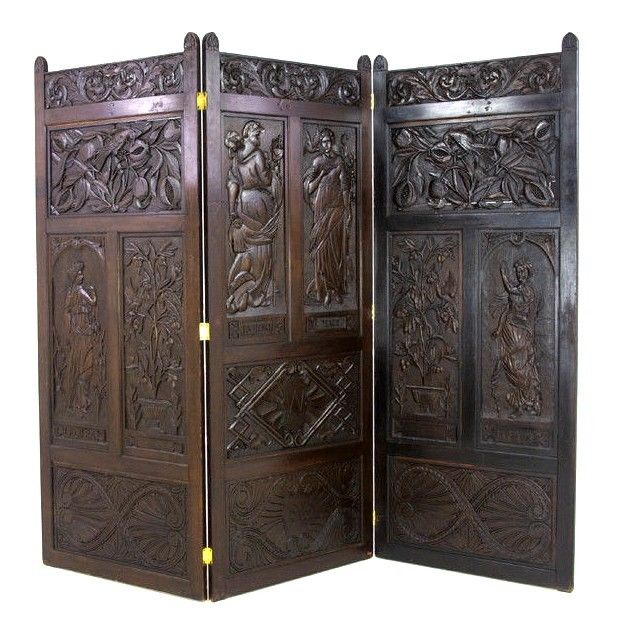 Antique Room Divider,  Privacy Screen, Carved Partition, Scotland 1903, B1161