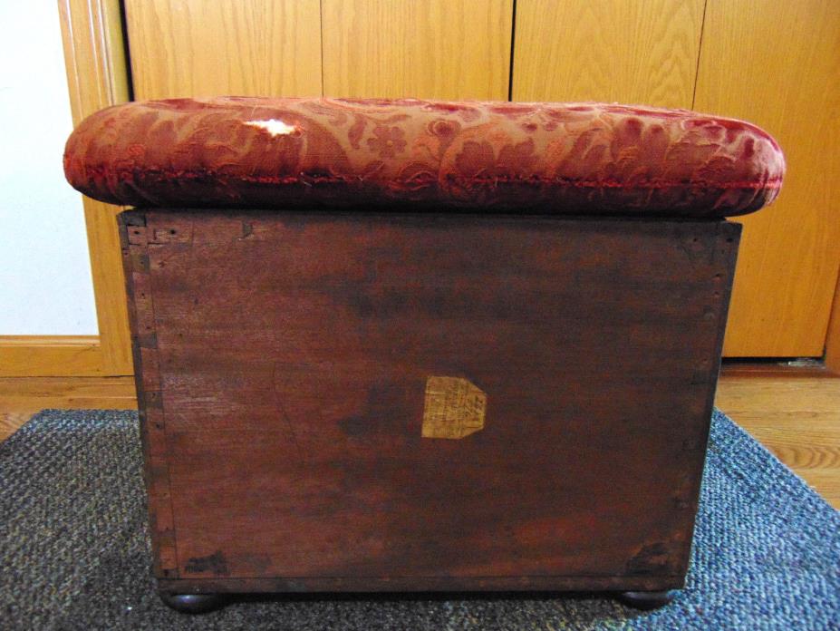 HOWARD & SONS OTTOMAN HASSACK FOOT STOOL WITH STORAGE ANTIQUE 