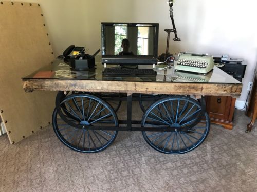 Antique Assembly Line Cart/wagon Made Into A Desk