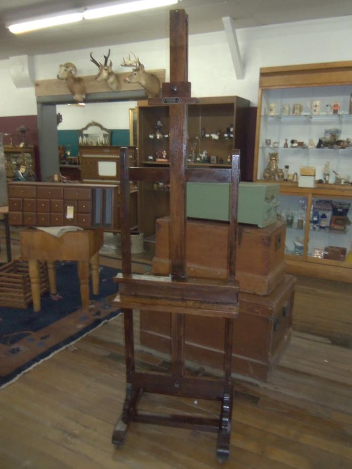 Antique Artist working Studio Easel Oak  Belong to Carrol Thayer Berry 1886-1978