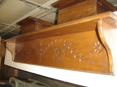 Large Antique Oak Eastlake Wall Shelf with plate grooves  405