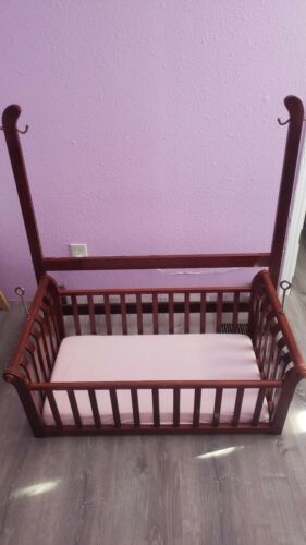 Vintage Wooden Jenny Lind Baby Cradle, Spindle Basinet, Swinging Basinet