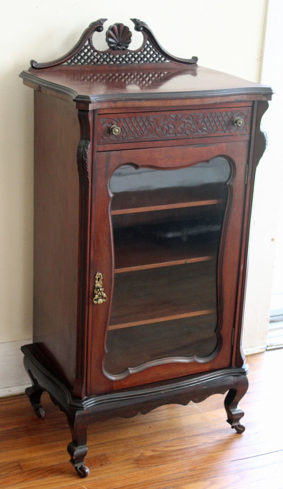 Antique Mahogany Record Sheet Music Cabinet w/Key Local Pick Up Only