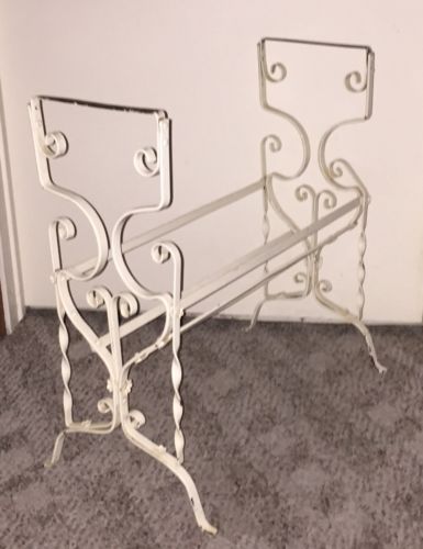 Vintage White Scroll Wrought Iron Patio Plant Stand Side Table Base Legs Parts