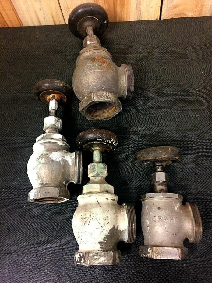 Vintage Metal and Wood Valves Lot of Four Plumbing The Fulton Company Crane