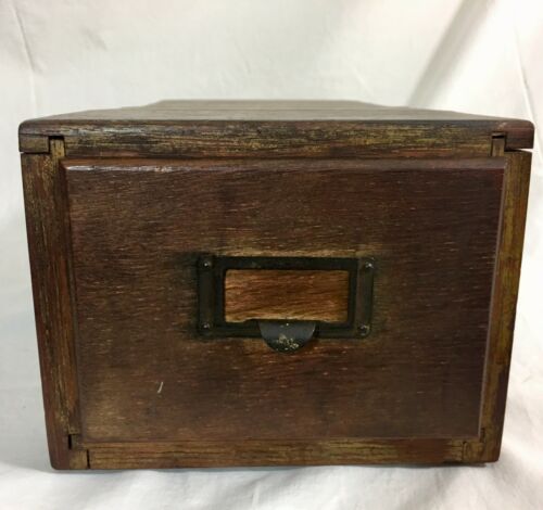 Vintage Wood Card File Drawer Box - Salvage