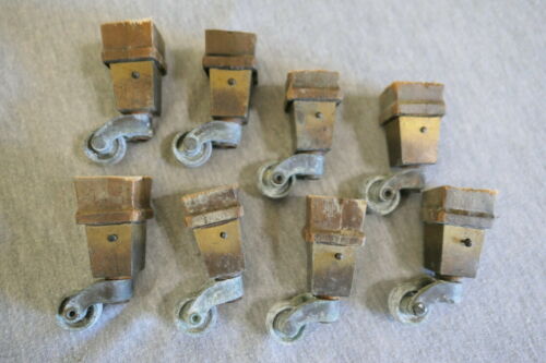 Lot of 8 Antique Brass Metal Dresser Table Casters 2