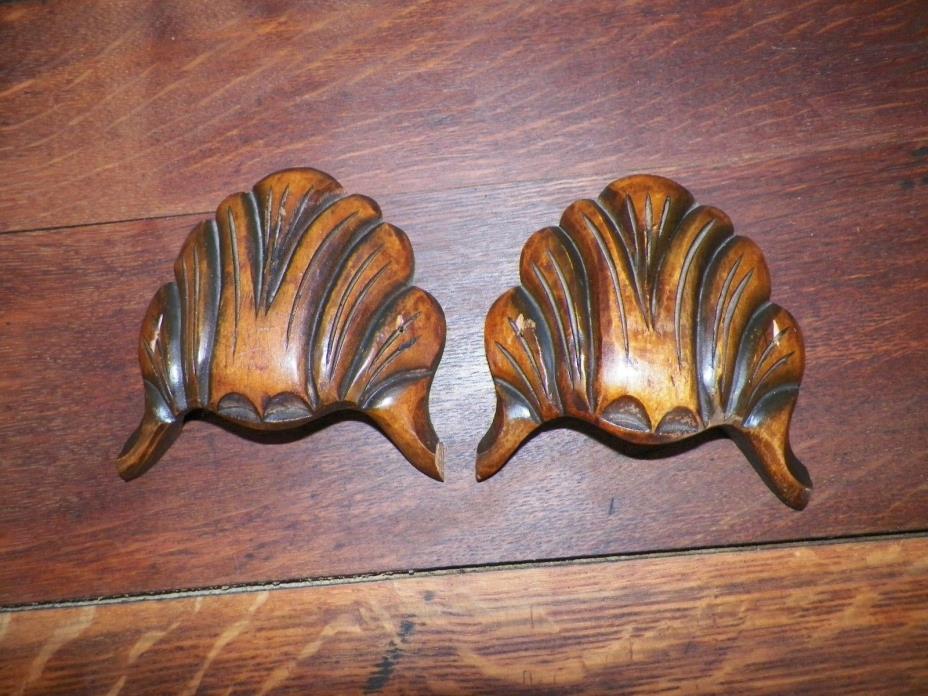 Vintage Carved Wood Victorian Scalloped Drawer Pulls Dresser Cabinet Salvage