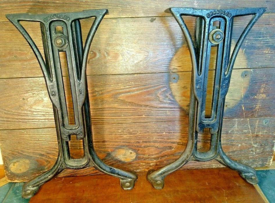 Antique Chandler The Boston Adjustable Cast Iron Table Legs 1896/ 97 PAT Dates