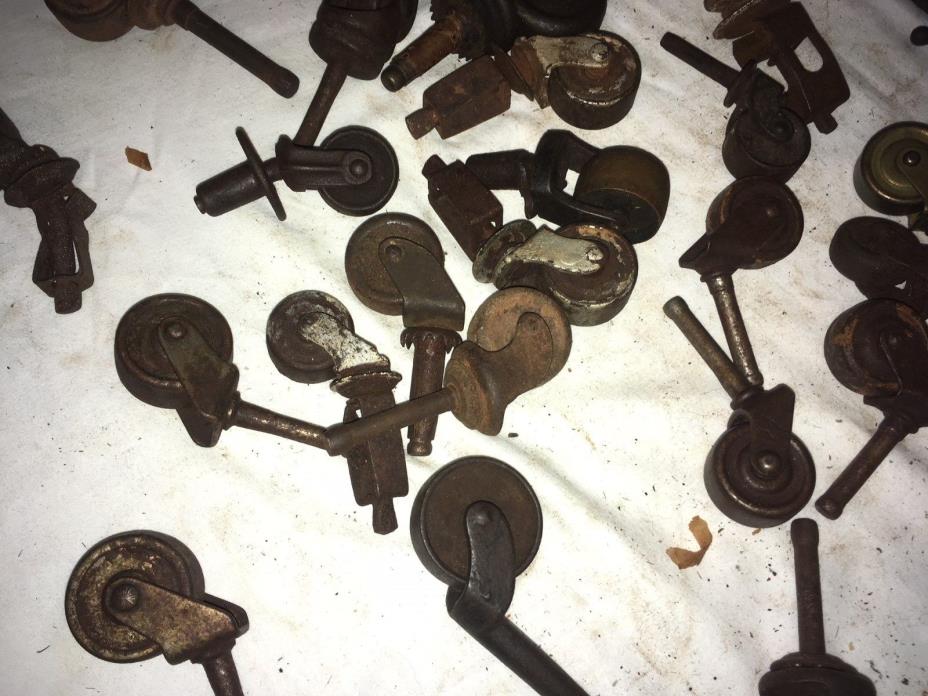 LOT 45~ VINTAGE METAL FURNITURE CASTER WHEELS Rollers