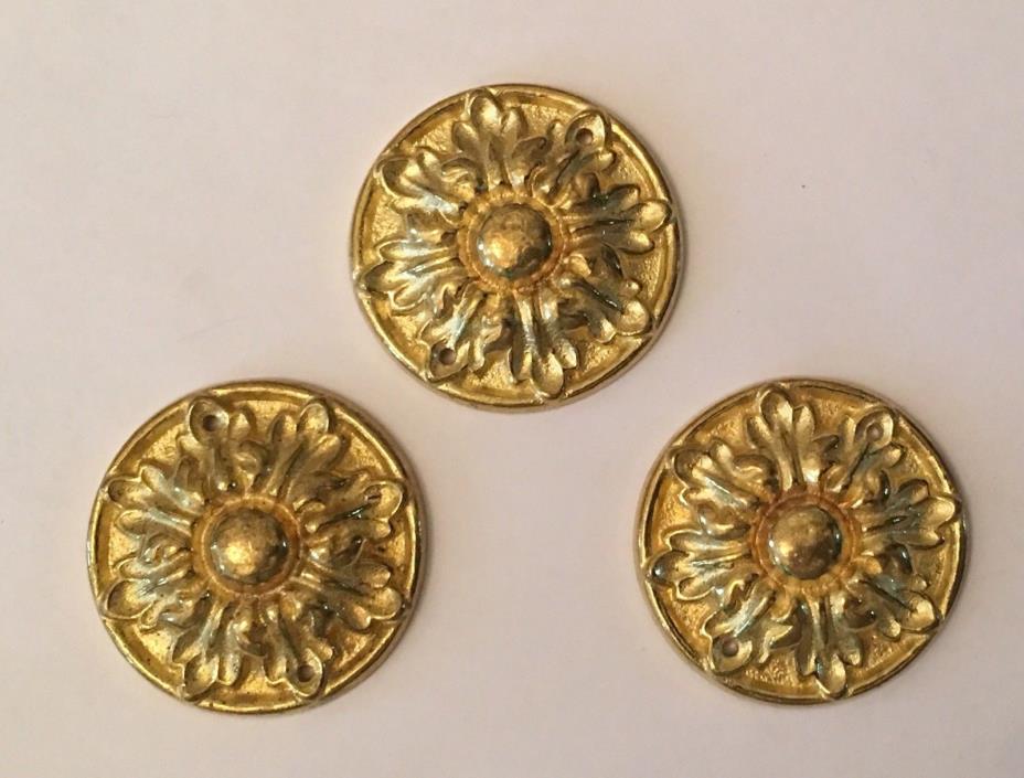 Kindel Furniture Three Solid Cast Brass Decorative Trim Pieces 1-5/8”