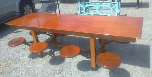Vintage Swing Out Seat Lunchroom Table shipping available