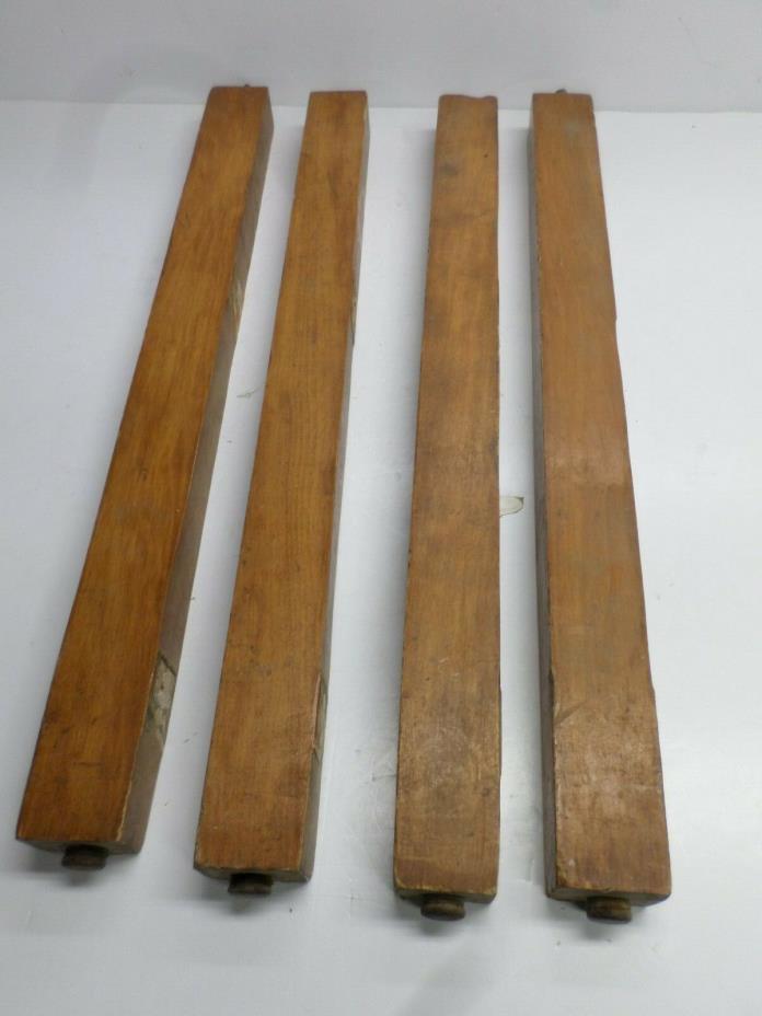 Antique SQUARE WOOD TABLE LEGS w/ LAG BOLTS & NUTS - Lot of Four (4) - NO ROT!