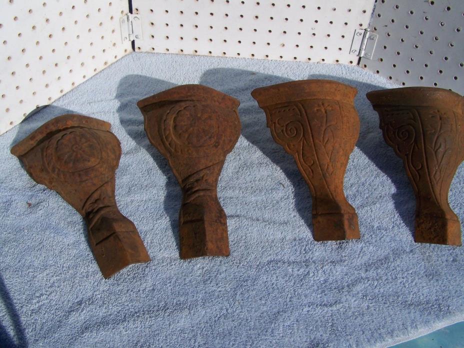 Antique Cast Iron Stove Legs Two Sets of 2 10 inches long and 9