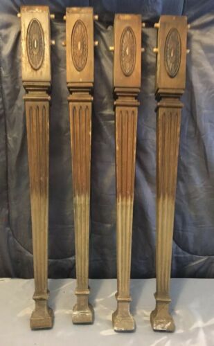 4 Vtg Architectural Salvage Wood Mahogany Grand Rapids Chair Co Table Legs 19.5”