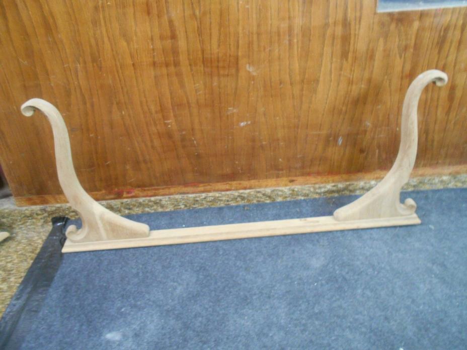 vintage salvage oak wood wooden towel bar striped for repurpose / use curve side