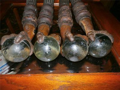 4 VINTAGE BALL AND CLAW TABLE/CHAIR FEET..MATCHING /HUGE!