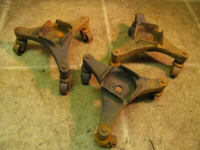 3 Vintage Cast Iron Independent Cleveland Stove Piano Movers 3 Wheel Casters