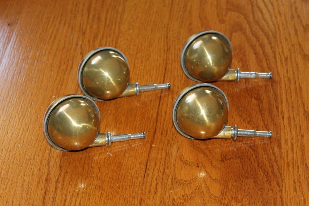 Set 4 Vintage Ball Swivel Furniture Casters Mid Century Modern Chrome Gold Tone