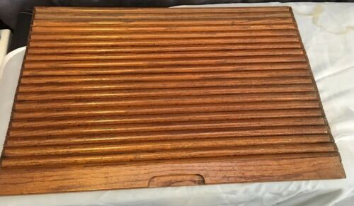 Vtg Oak Roll Top Desk or Tambour  Replacement Cloth Backed Slats Nice Condition
