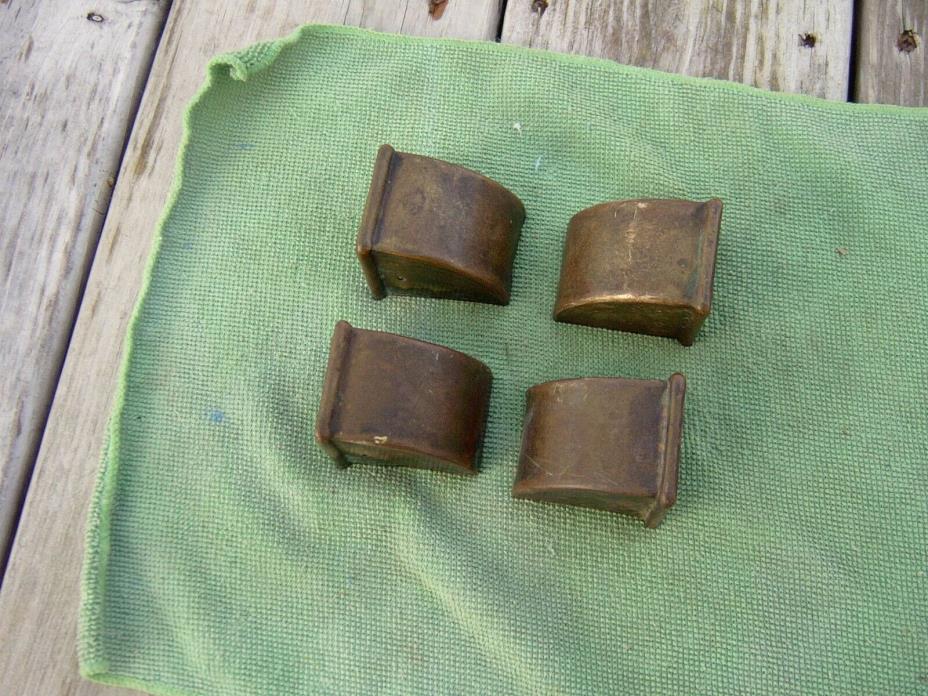 4 ANTIQUE SOLID BRASS TABLE LEG/FEET COVERS-2