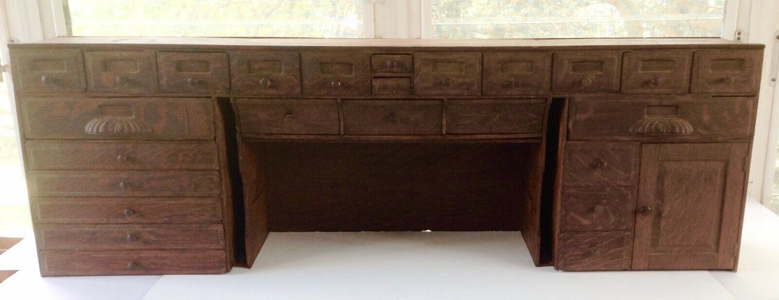 Antique Quarter Sawn Oak Roll Top Desk Insert 26 Drawers Furniture Salvage Piece