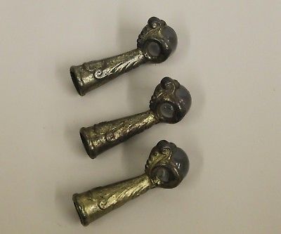 3 PCS VINTAGE TABLE ORGAN STOOL BALL FEET LEG END GLASS BALL CAST IRON