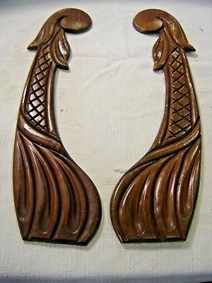 Pair Mahogany Decorative Chair Arm Fronts  Deco design ~ Original finish 459