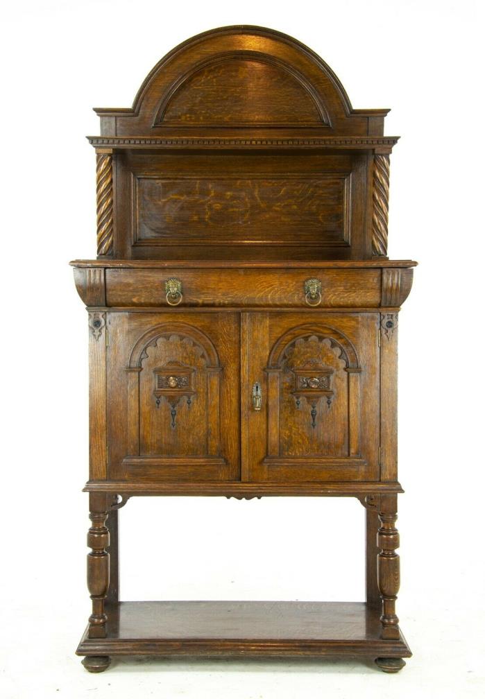 Antique Oak Cabinet, Antique Carved Sideboard Cabinet, Antique Furniture, B1347