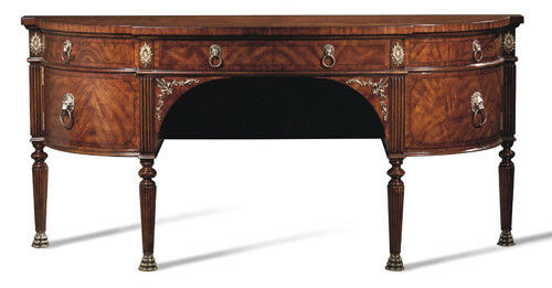 Crotch Mahogany Sideboard with Brass Accents