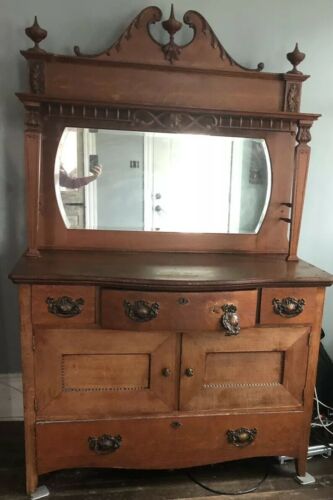 antique china cabinet hutch Unknown Time Period Needs Work Original Condition