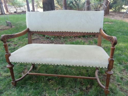 Hand Carved Ornate Wooden Antique Settee from Belgium.