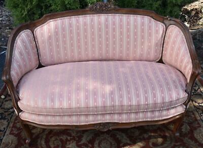 1920s French Louis XV Carved Mahogany small Love-seat Sofa  , spring seat