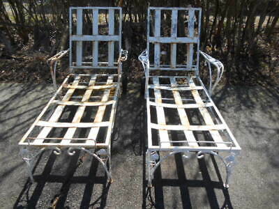 Pair of Fancy Antique Wrought Iron Chaise Lounges