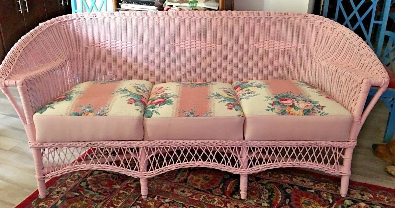 Antique Vintage Shabby Chic Wicker Sofa