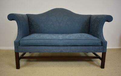 Colonial Williamsburg Settee by Kittinger, Chippendale blue fabric