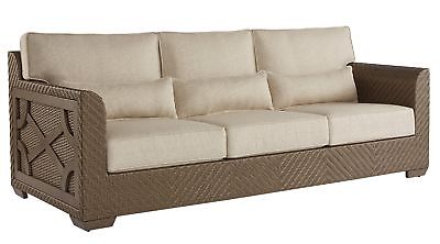 Gracie Oaks Astrid Wicker Patio Sofa with Cushions
