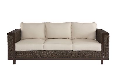 Gracie Oaks Asphodèle Wicker Patio Sofa with Cushions